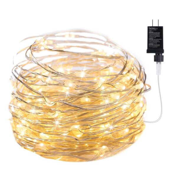 Minetom Fairy Lights Plug in, 33Ft 100 LEDs Waterproof Silver Wire Firefly Lights, Adaptor Included, Starry String Lights for Wedding Indoor Outdoor Christmas Patio Garden...