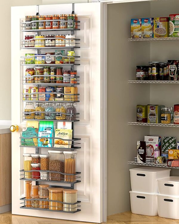 Moforoco 9-Tier Over The Door Pantry Organizer, Pantry Organization and Storage, Black Hanging Basket Wall Spice Rack Seasoning Shelves, Home & Kitchen Bedroom Bathroom House...