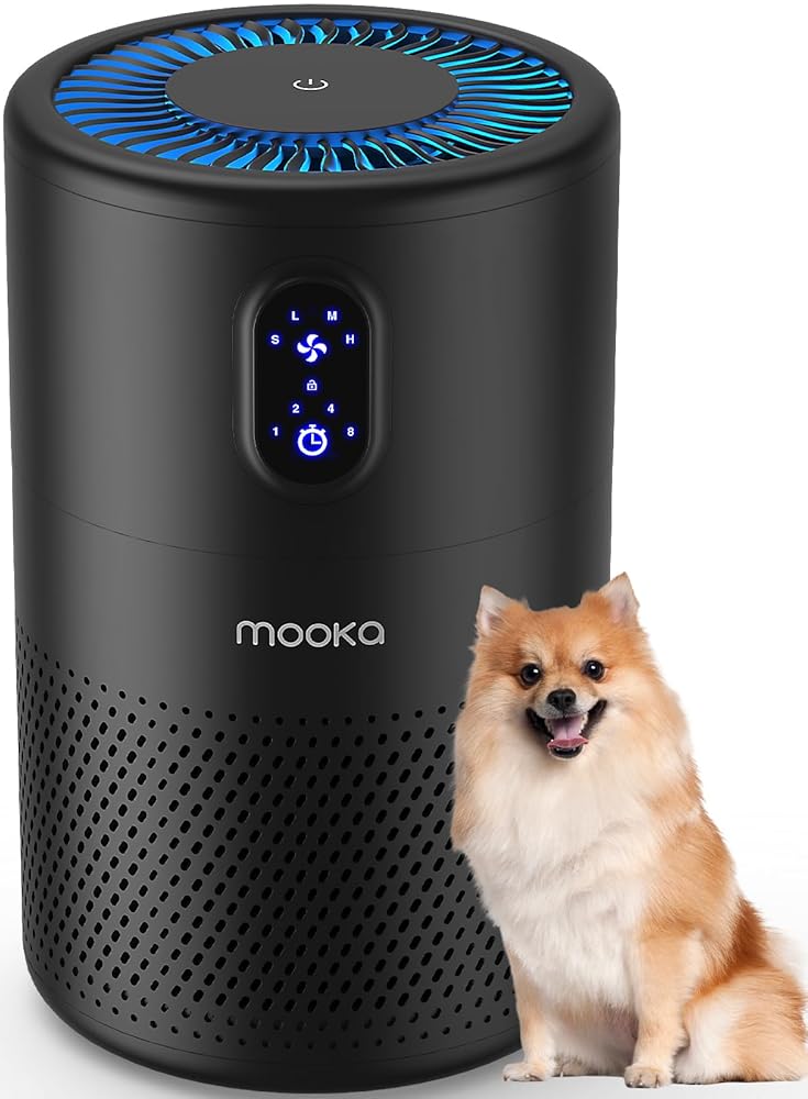 MOOKA Air Purifiers for Home Large Room up to 1076 ft², H13 True HEPA Air Filter Cleaner, Odor Eliminator, Remove Smoke Dust Pollen Pet Dander, Night Light(Available for...