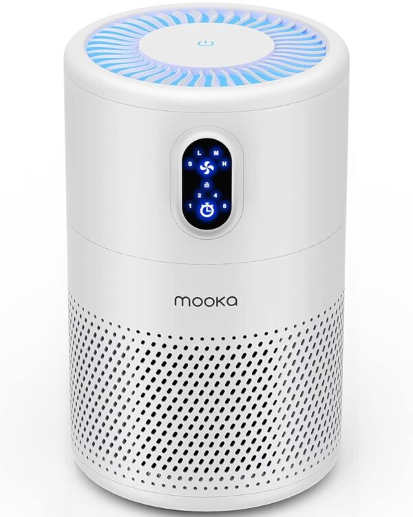 MOOKA Air Purifiers for Home Large Room up to 1076 ft², H13 True HEPA Air Filter Cleaner, Odor Eliminator, Remove Smoke Dust Pollen Pet Dander, Night Light(Available for...