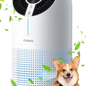 MOOKA Air Purifiers for Home Large Room up to 1095ft², H13 HEPA Filter Air Cleaner for Pets Bedroom Remove Smoke Dust Pollens Dander, Room Air Purifier with Timer Lock 4 Modes...