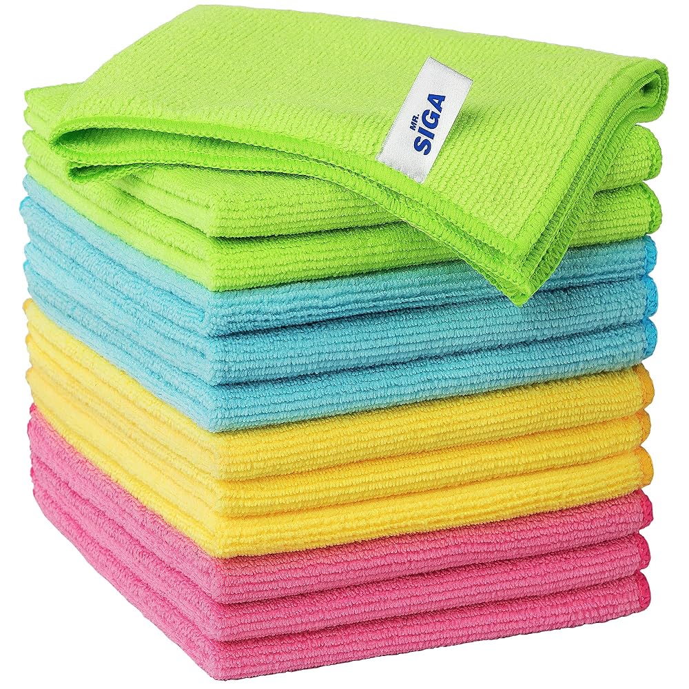 MR.SIGA Microfiber Cleaning Cloth,Pack of 12,Size:12.6" x 12.6"