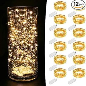 MUMUXI LED Fairy Lights Battery Operated String Lights [12 Pack] 7.2ft 20 Battery Powered LED Mini Lights, Centerpiece Table Decorations, Wedding Party Bedroom Mason Jar...