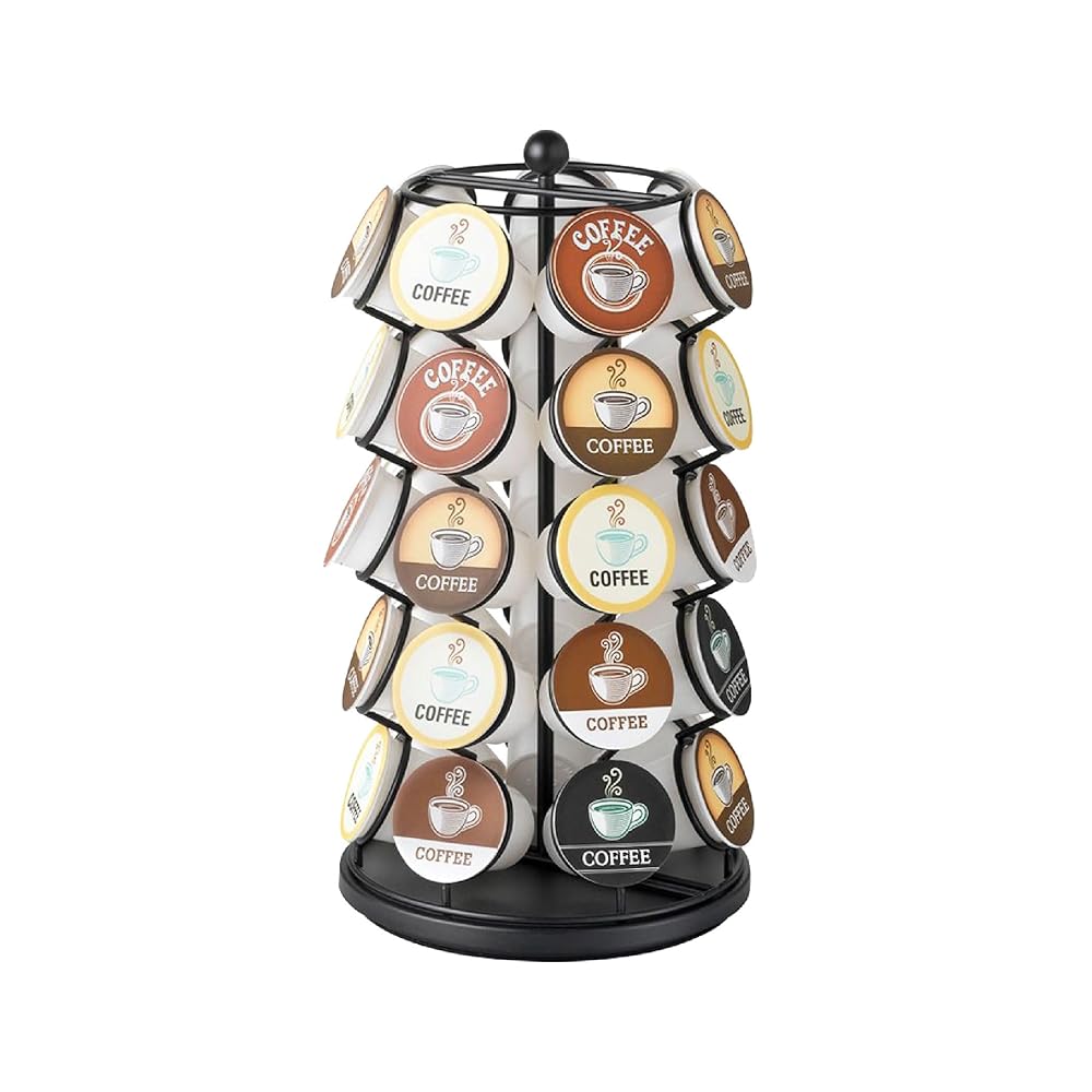 Nifty K Cup Holder – Compatible with K-Cups, Coffee Pod Carousel | 35 K Cup Holder, Spins 360-Degrees, Lazy Susan Platform, Modern Black Design, Home or Office Kitchen Counter...