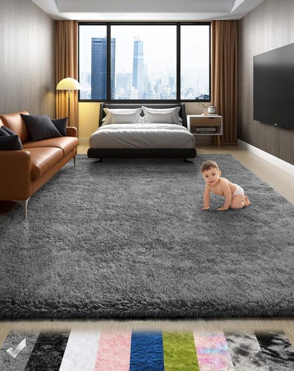 Ophanie Area Rugs for Bedroom Living Room, Grey Fluffy Fuzzy Shag Shaggy Carpet Soft Plush Furry Bedside Rug, Indoor Floor 4x6 Rug for Kids Girls Boys Home Decor Aesthetic, Dorm...