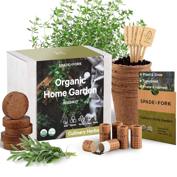 Organic Herb Garden Kit Indoor - Certified Organic & Made in USA | Herb Plants for Women and Men, Indoor Herb Garden Starter Kit, Herb Growing Kit Indoor, Plant Growing Kit,...