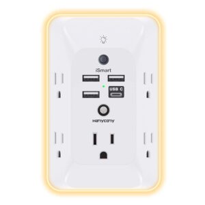 Outlet Extender with Night Light, Multi Plug Outlet, USB Wall Charger Surge Protector 4 USB Charging Port(1USB C), Power Strip Electrical Outlet Splitter Expander for Home...