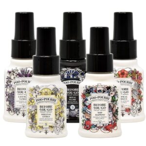 Poo-Pourri Set - Includes Original Citrus, Lavender Vanilla, Tropical Hibiscus, Ship Happens, and Royal Flush 1.4 Ounce Bottles