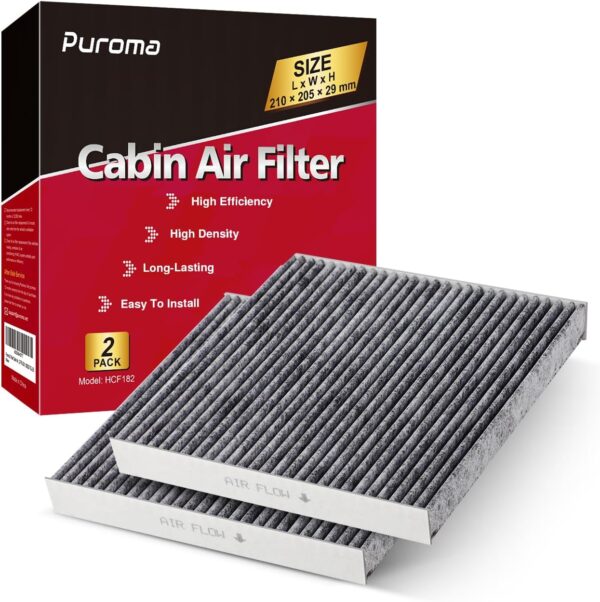 Puroma 2 Pack Cabin Air Filter with Activated Charcoal Layer Replacement for CP182, CF11182, Honda Civic, Clarity, CR-V, CR-Z, HR-V, Fit, Insight, Odyssey, Acura MDX, RDX, TLX,...