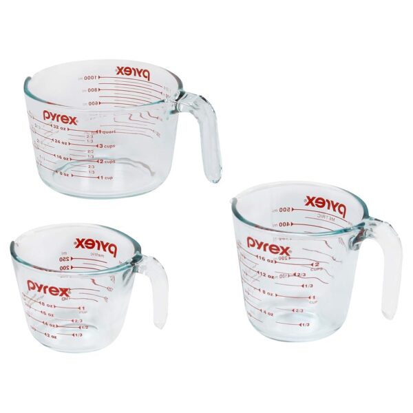 Pyrex 3PC Glass, 1 Cup, 2 Cup, 4 Cup, 3 PC Measuring Cup Set