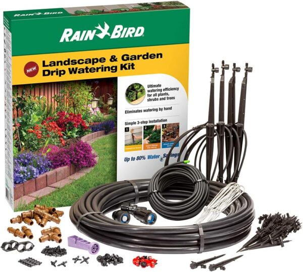 Rain Bird LNDDRIPKIT Drip Irrigation Landscape/Garden Watering Kit with Drippers, Micro-Bubblers, Micro-Sprays