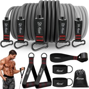 Resistance Bands, Exercise Bands with Handles, Fitness Bands, Workout Bands with Door Anchor and Ankle Straps, for Heavy Resistance Training, Physical Therapy, Shape Body, Yoga,...