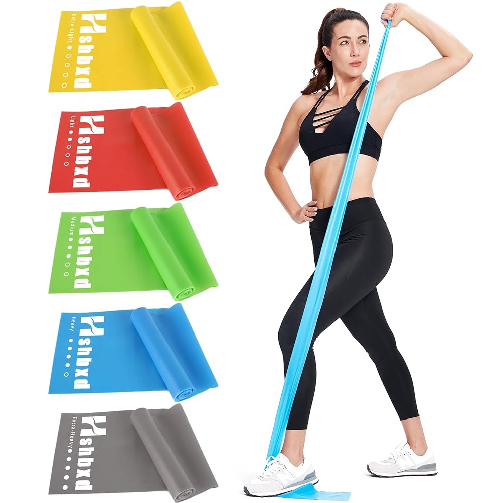 Resistance Bands for Working Out, Physical Therapy Bands, Elastic and Exercise Bands Set for Stretching, Suitable for Rehab, Yoga, Pilates, Gym, Home Exercise