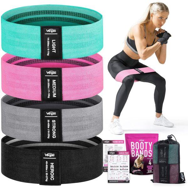 Resistance Bands for Working Out with Workout Bands Guide. 4 Booty Bands for Women Men Fabric Elastic Bands for Exercise Bands Resistance Bands for Legs Bands for Working Out...