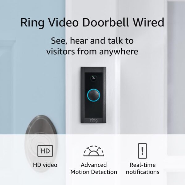 Ring Video Doorbell Wired | Use Two-Way Talk, advanced motion detection, HD camera and real-time alerts to monitor your front door (wiring required)