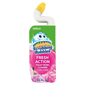 Scrubbing Bubbles Toilet Bowl Cleaning Gel, Non-Bleach Bathroom Cleaner, Gets Rid of Limescale and Hard Water + Rust Stains, Floral Fusion Scent, 24oz