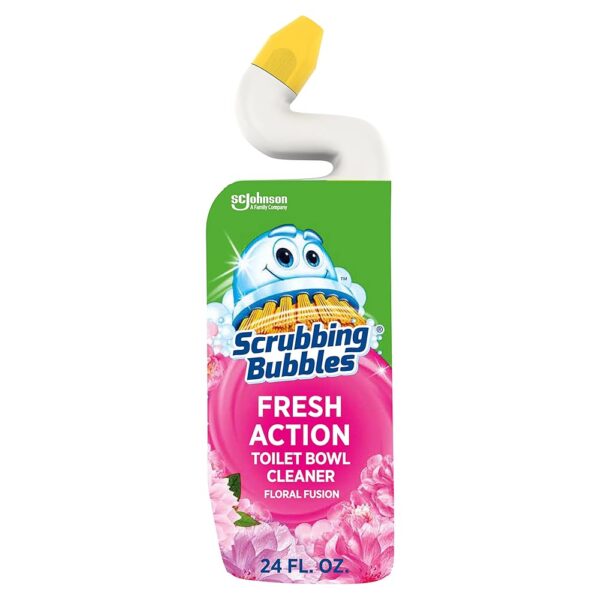 Scrubbing Bubbles Toilet Bowl Cleaning Gel, Non-Bleach Bathroom Cleaner, Gets Rid of Limescale and Hard Water + Rust Stains, Floral Fusion Scent, 24oz