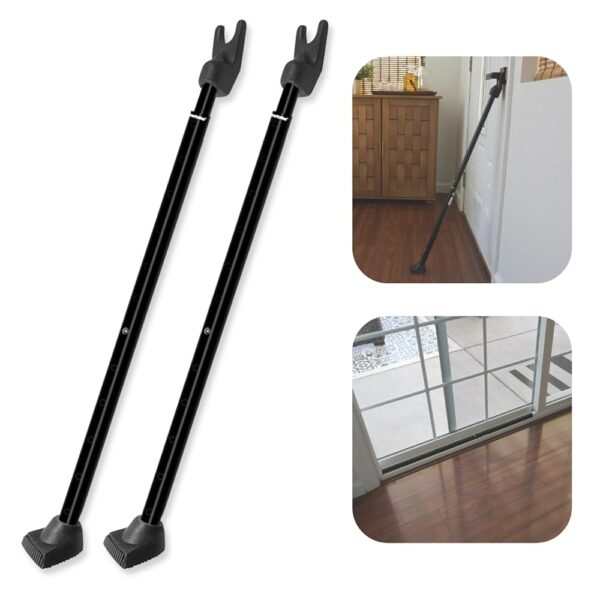 SECURITYMAN 2-in-1 Door Security Bar & Sliding Patio Door Security Bar (2 Pack) via Interchangeable Caps - Heavy Duty Iron Construction Door Stoppers for Home, Apartment, Travel...