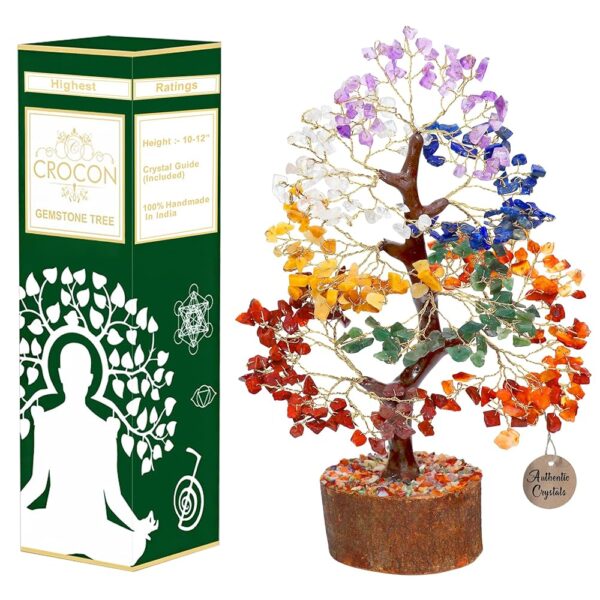 Seven Chakra Tree of Life for Positive Energy - Feng Shui Decor, Fake Bonsai, Crystals and Healing Stones, Money Tree, Room Decor 7 Chakra, Stone, Healing Crystals, Spiritual Gifts