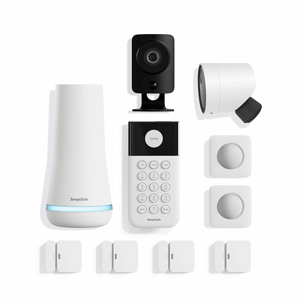 SimpliSafe 10 Piece Wireless Home Security System with Outdoor Camera - Optional 24/7 Professional Monitoring - No Contract - Compatible with Alexa and Google Assistant