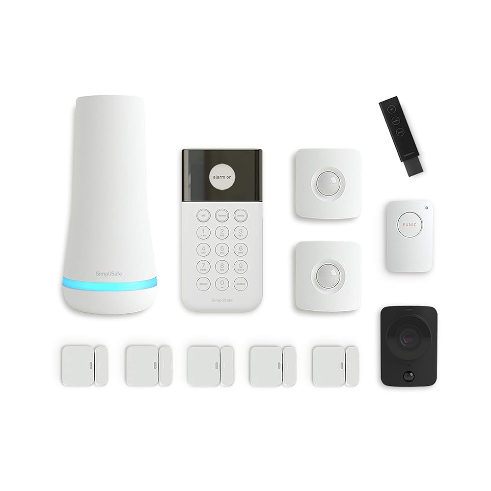 SimpliSafe 12 Piece Wireless Home Security System w/HD Camera - Optional 24/7 Professional Monitoring - No Contract - Compatible with Alexa and Google Assistant, White