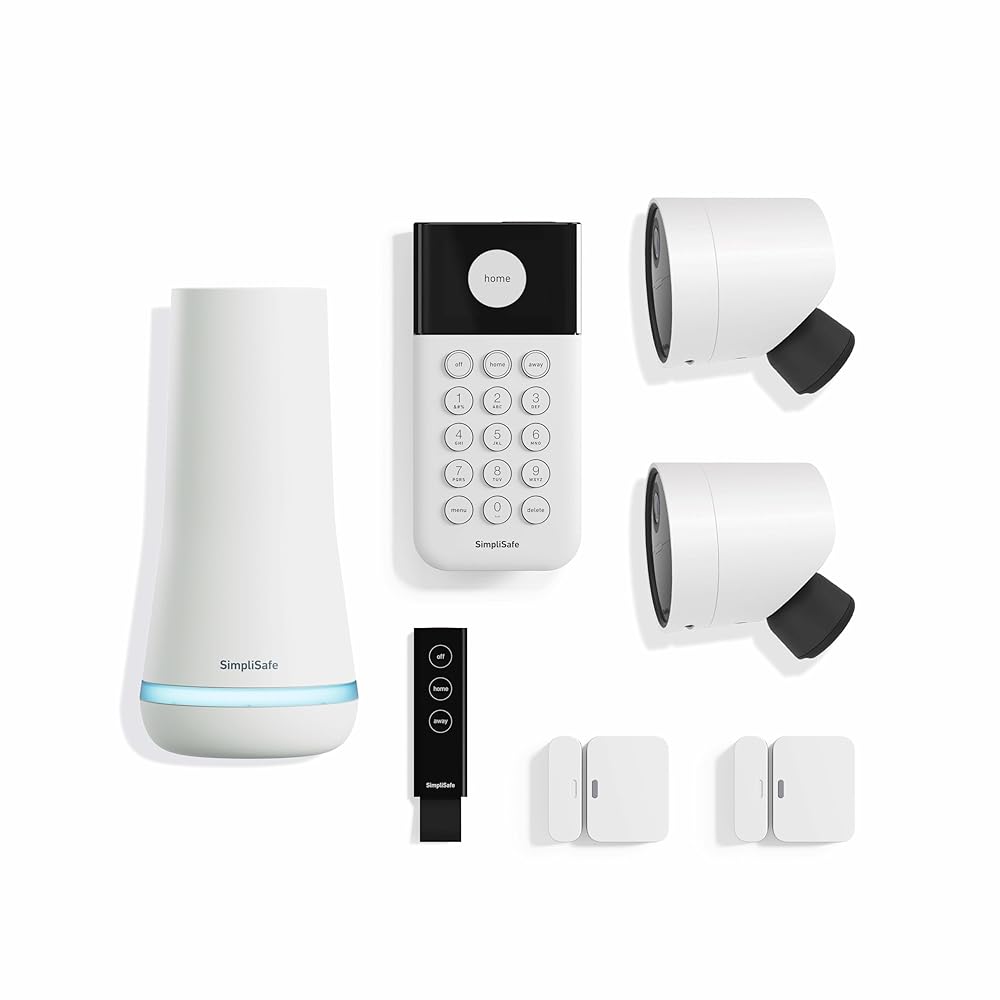 SimpliSafe 7 Piece Wireless Outdoor Camera Home Security System - Optional 24/7 Professional Monitoring - No Contract - Compatible with Alexa and Google Assistant