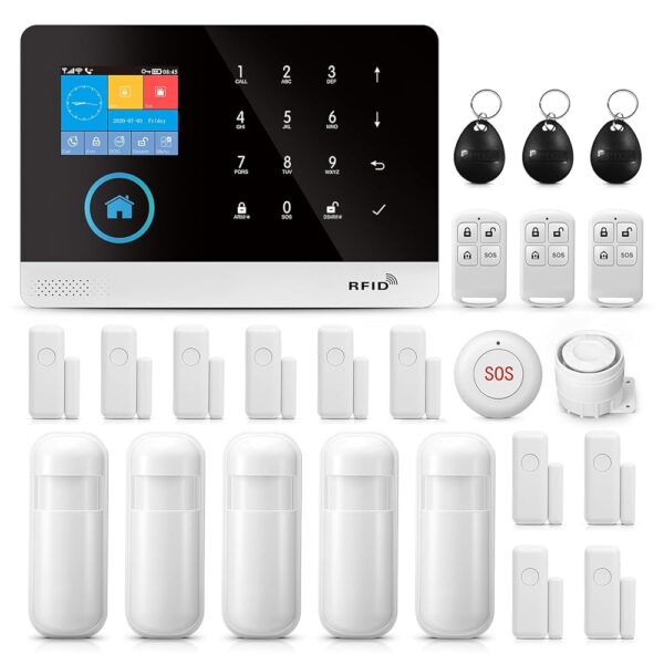 Smart Home Security System 24 Kits,Wireless Alarm Security System APP Alert,Remote Controls,Monitor Window Door Sensor,Work w/Alexa for Villa Home Apartment