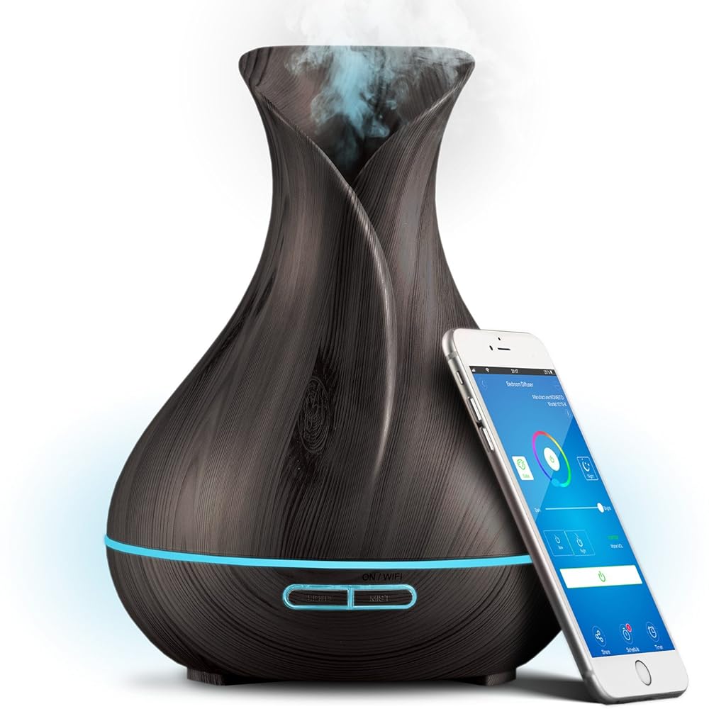 Smart WiFi Wireless Essential Oil Aromatherapy 400ml Ultrasonic Diffuser & Humidifier with Alexa & Google Home Phone App & Voice Control - Create Schedules - LED & Timer...