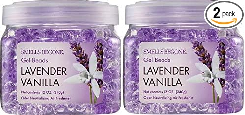 SMELLS BEGONE Odor Eliminator Gel Beads - 12 oz, Pack of 2 - Eliminates Odor in Bathrooms, Cars, Boats, RVs & Pet Areas - Air Freshener - Made with Essential Oils - Lavender...