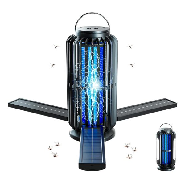 Solar Bug Zapper, Mosquito Zapper, 3600mAh Rechargeable Bug Zapper, Cordless & Waterproof Electric Insect Zapper, Outdoor Fly Zapper with 3 Modes Light, for Home, Patio,...