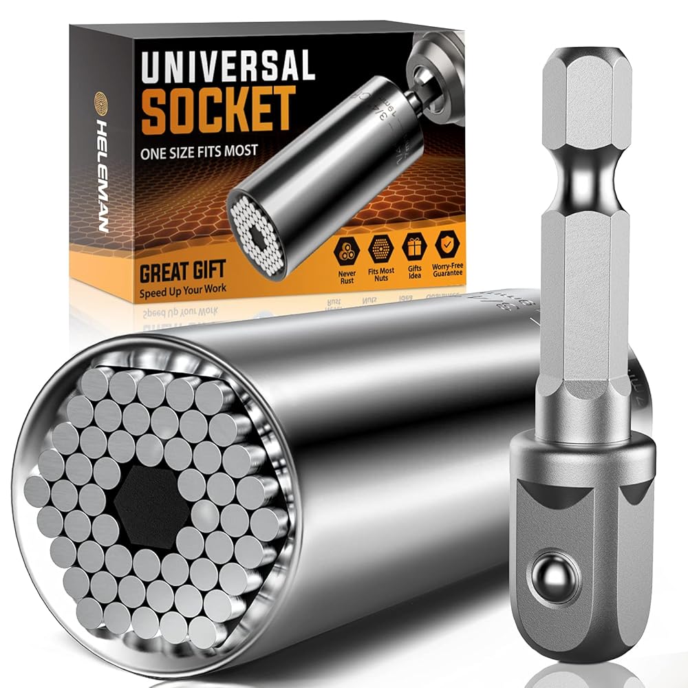 Stocking Stuffers for Mens Gift Christmas Super Universal Socket Tools Gifts for Men: Socket Set with Power Drill Adapter(7-19 MM) Cool Stuff Gadgets for Women Birthday Gift for...