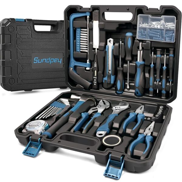 Sundpey Home Tool Kit 148-Pcs - Household Basic portable Hand Repair Tool Set with Case & Ratcheting Screwdriver & Hex Key & Pliers & Wrench & Voltage Tester & Water Pump Plier...