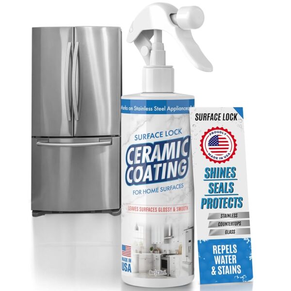 Surface Lock Home Ceramic Coating for Stainless Steel - Prevents Fingerprints on Appliances, Countertops and Any Hard Surface In Your Life - Made in the USA Spray - 8 fl oz -...