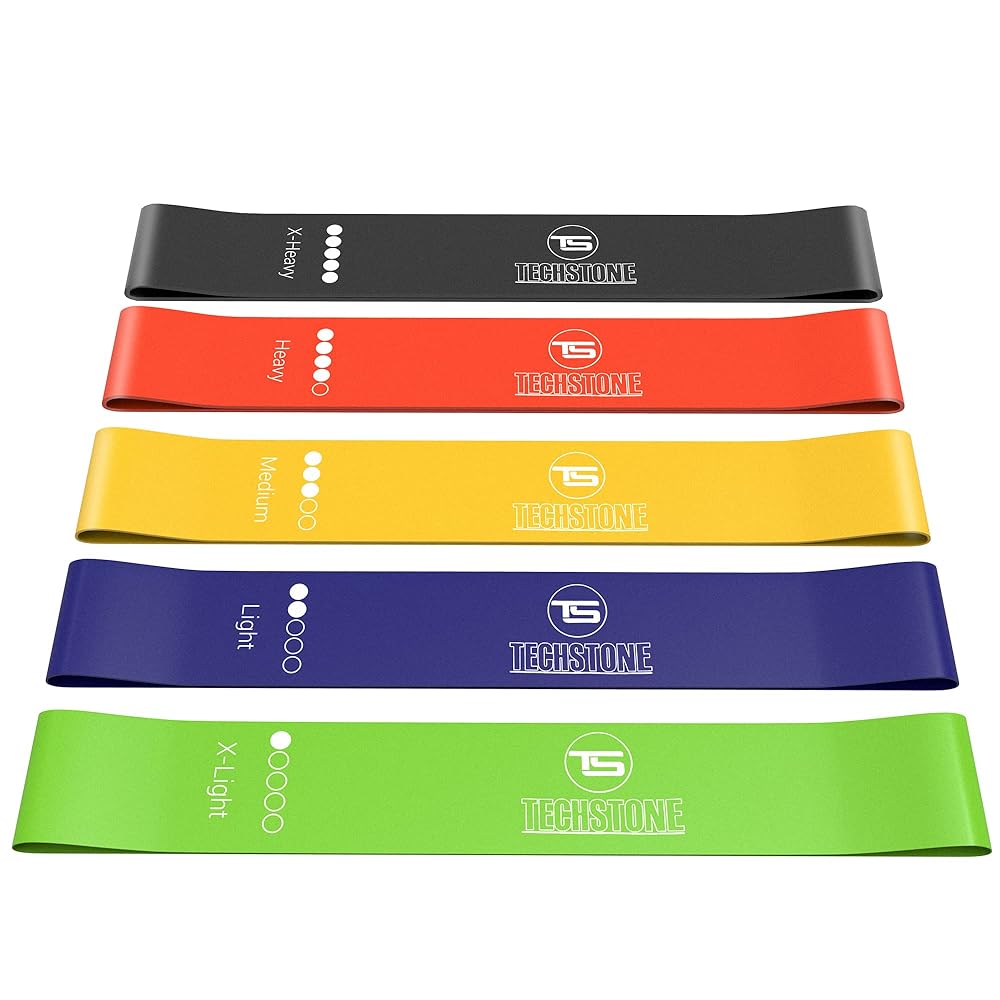 TechStone Resistance Bands Set for Men and Women, Pack of 5 Different Levels Elastic Band for Home Gym Long Exercise Workout – Great Fitness Equipment for Training, Yoga – Free...