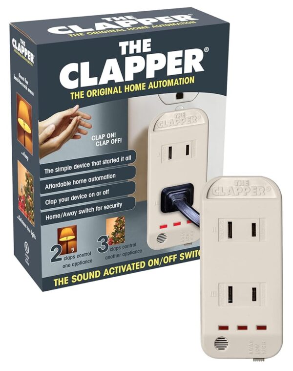 The Clapper, The Original Home Automation Sound Activated Device, On/Off Light Switch, Clap Detection - Kitchen Bedroom TV Appliances - 120v Wall Plug Smart Home Technology, As...