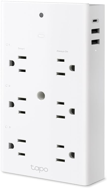 TP-Link Tapo Smart Plug Outlet Extender, Surge Protector, 18W Fast Charging, 3 Individual Smart Outlets, 1x USB-C & 2X USB-A, Smart Night Light, Works w/Apple HomeKit, Alexa &...