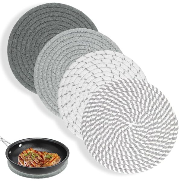 Trivets for Hot Dishes, 7 Inch Trivets for Hot Pots and Pans, 4 Pack Hot Pots and Pans Pad, Pot Holders for Cooking and Baking, Potholders Set Kitchen Essentials for New Home