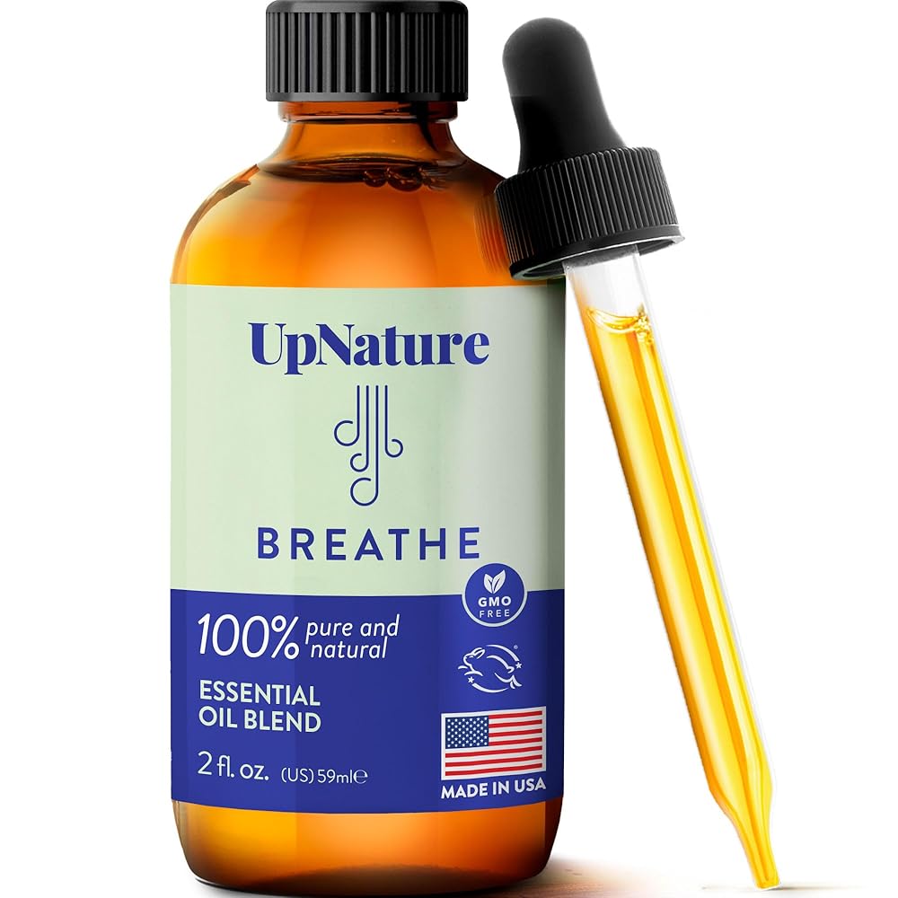 UpNature Breathe Essential Oil Blend - Essential Oils for Diffusers for Home and Humidifiers - Aromatherapy Oils for Breathing Comfort, 2oz