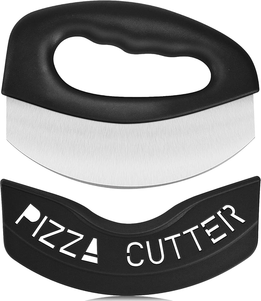 Urbanstrive Heavy Duty Stainless Steel Pizza Cutter with Cover, Super Sharp Blade Pizza Knife Pizza Cutter Rocker, Perfect Kitchen Gadgets for Pizza Cutting Home Essentials, Black