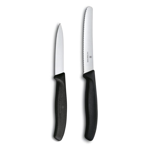 Victorinox Swiss Classic Paring Knife Set - Includes Exceptional Paring Knife & Utility Knife - Kitchen Knives for Home Essentials - Black Handles, 2-Piece Set