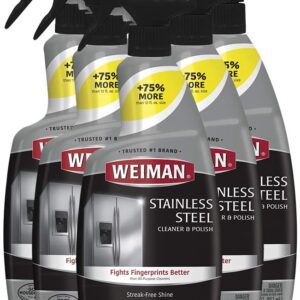 Weiman Stainless Steel Cleaner and Polish - 22 Ounce [6 Pack] - Protects Appliances from Fingerprints and Leaves a Streak-Free Shine for Refrigerator Dishwasher Oven Grill etc