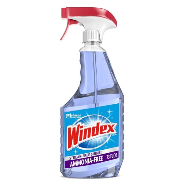 Windex Glass and Window Cleaner Spray Bottle, Ammonia Free, Bottle Made from 100% Recovered Coastal Plastic, Surface Cleaning Spray, Crystal Rain Scent, 23 Fl Oz