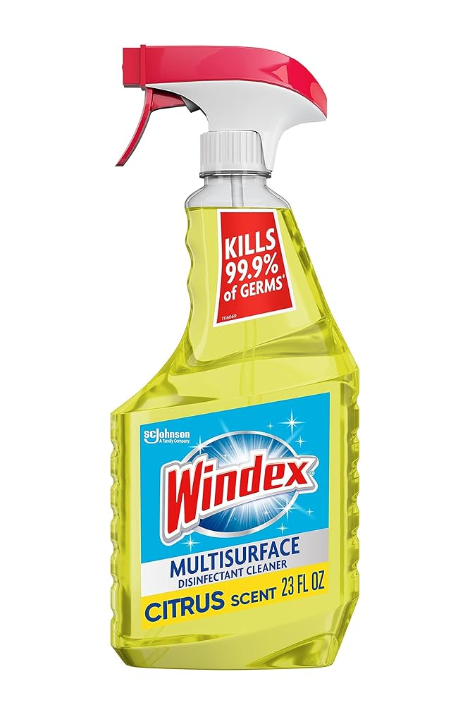 Windex Multipurpose Cleaner Disinfectant Spray Bottle, Fast Clean Surface Cleaner, Citrus Scent, 23 Fl oz