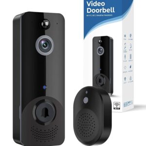 Wireless Doorbell Camera, Chime Ringer Included, AI Human Detection, 2-Way Audio, Night Vision, Instant Alerts, Cloud Storage, Rechargeable Battery, All-Weather Resilience, Home...