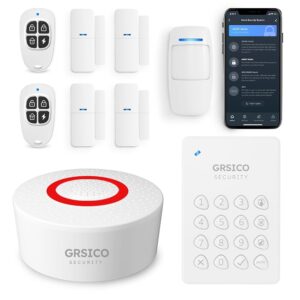 Wireless Home Alarm System 9-Piece Kit, WiFi Alarm System for Home Security with Phone APP Alert (Alarm Siren, Keypad, Remote, Motion, and Door Sensors) for Home, Apartment,...