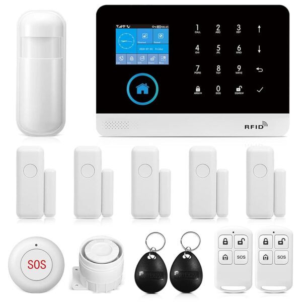 Wireless WiFi Smart Home Security DIY Alarm System with Motion Detector,Notifications with app,Door/Window Sensor, Siren,Compatible with Alexa,NO Monthly Fees