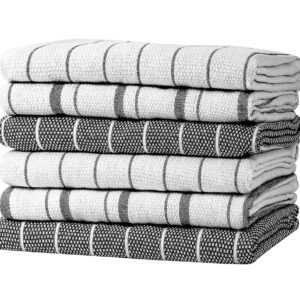 Zeppoli Classic Kitchen Towels - 6 Pack 100% Natural Cotton Kitchen Towel Set, Reusable Wash Cloths, Absorbent Dish Towels, Machine Washable Hand Towels, Kitchen Essentials, 20”...